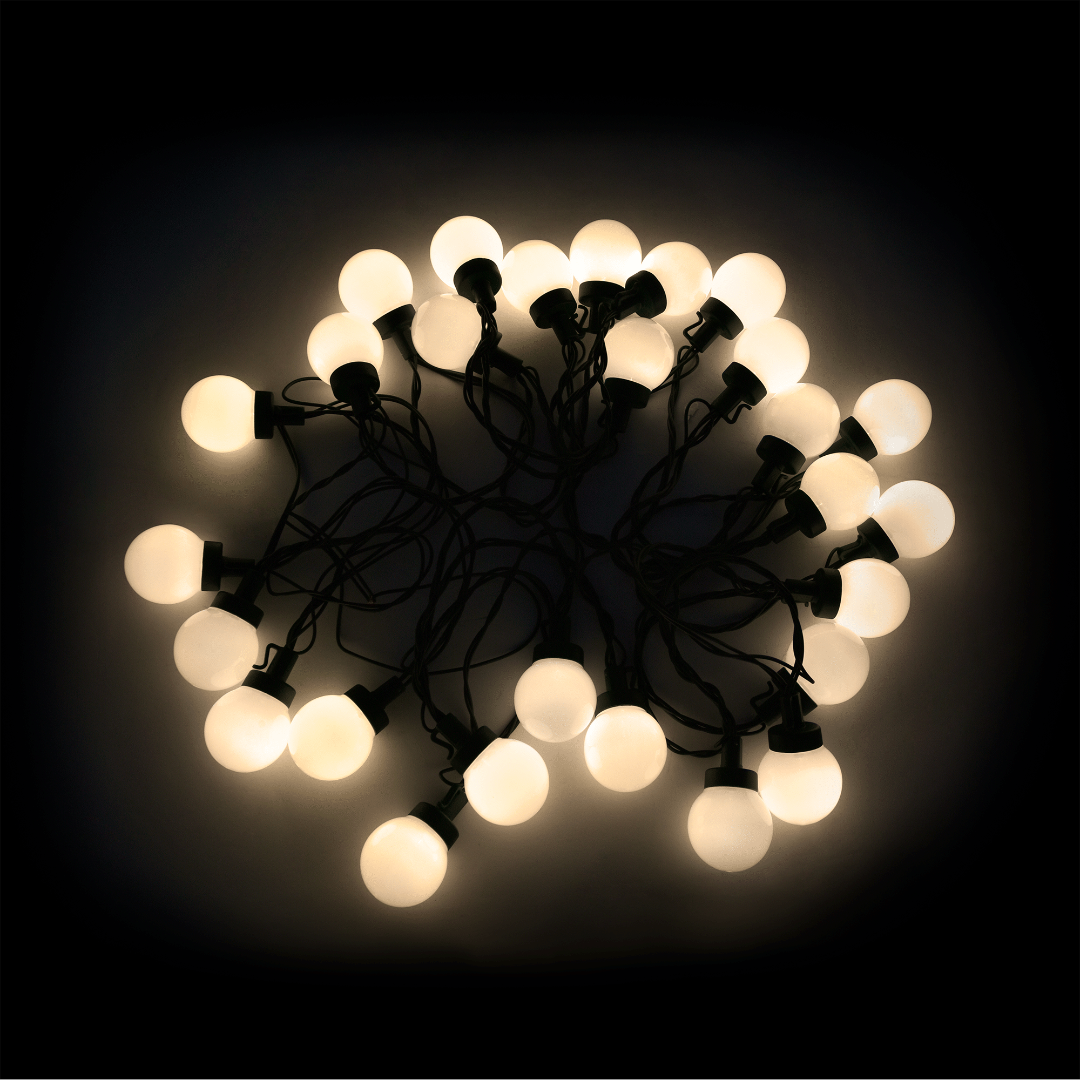 LED kerstverlichting - Warm witte bolletjes - 30 stuks - 9 meter - Koppelbaar LED kerstverlichting - Warm witte bolletjes - 30 stuks - 9 meter - Koppelbaar